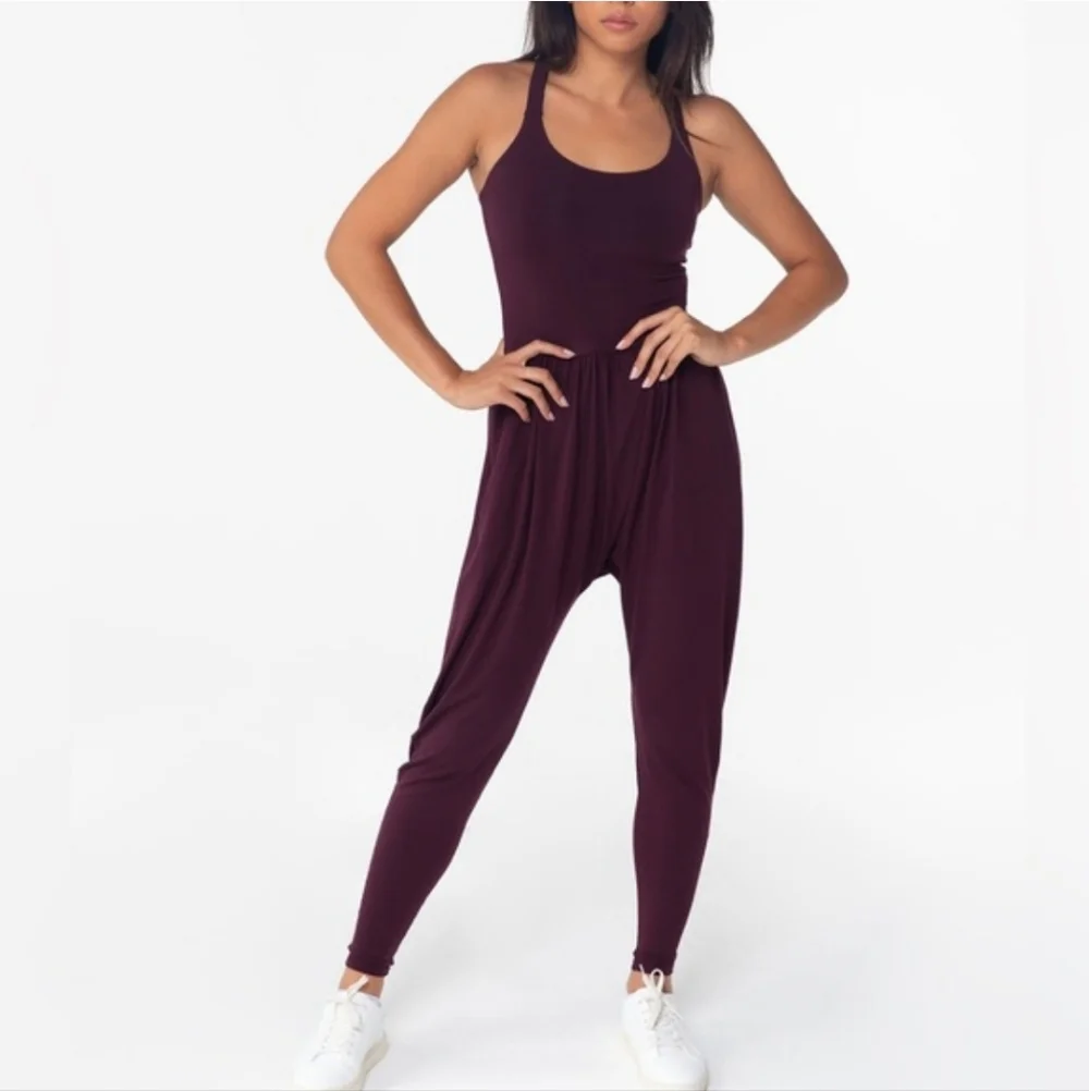 Imbodhi Bohdi Jumper Jumpsuit Burgundy Size Medium Minimalist Yoga Loungewear - Picture 2 of 14